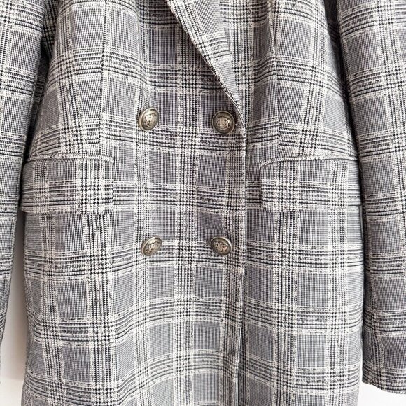 Zara Micro Plaid Double Breasted Classic Blazer S - Picture 4 of 8